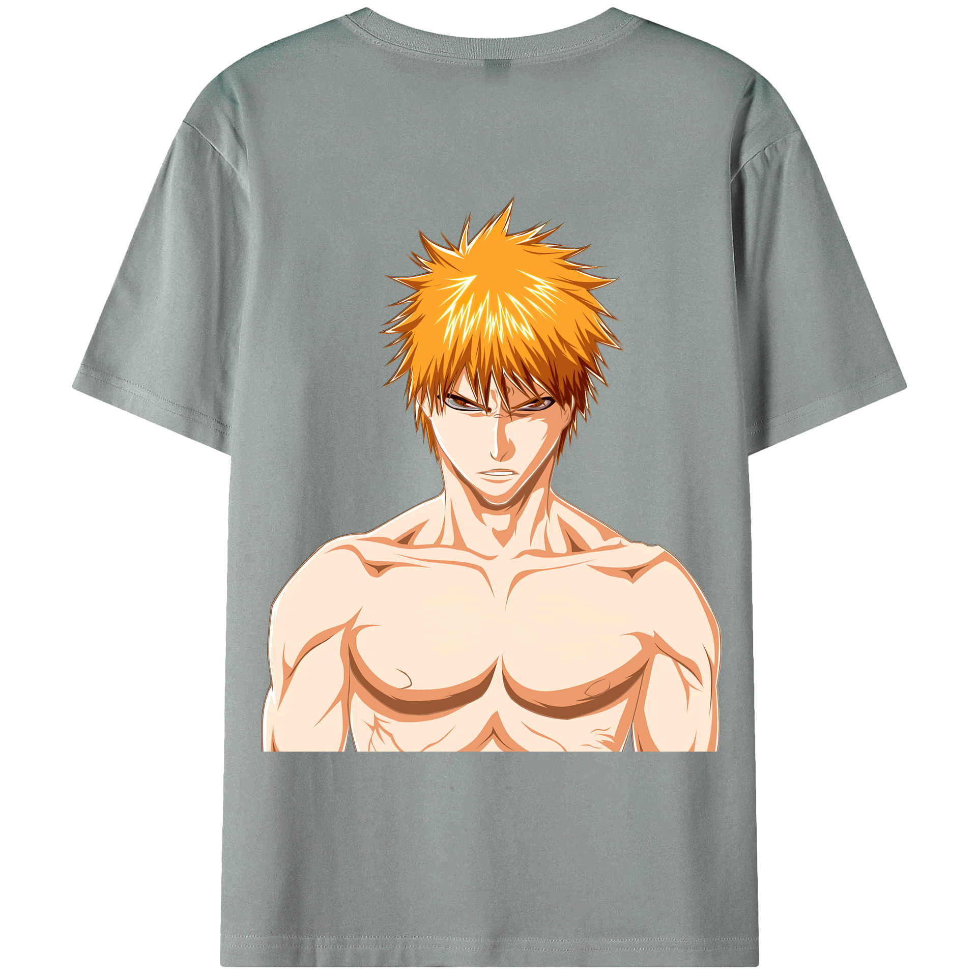 （画像用） ブリーチ 黒崎一護（くろさき いちご）BLEACH Kurosaki Ichigo 綿100％ メンズ半袖Tシャツ（バックプリント） 通気性